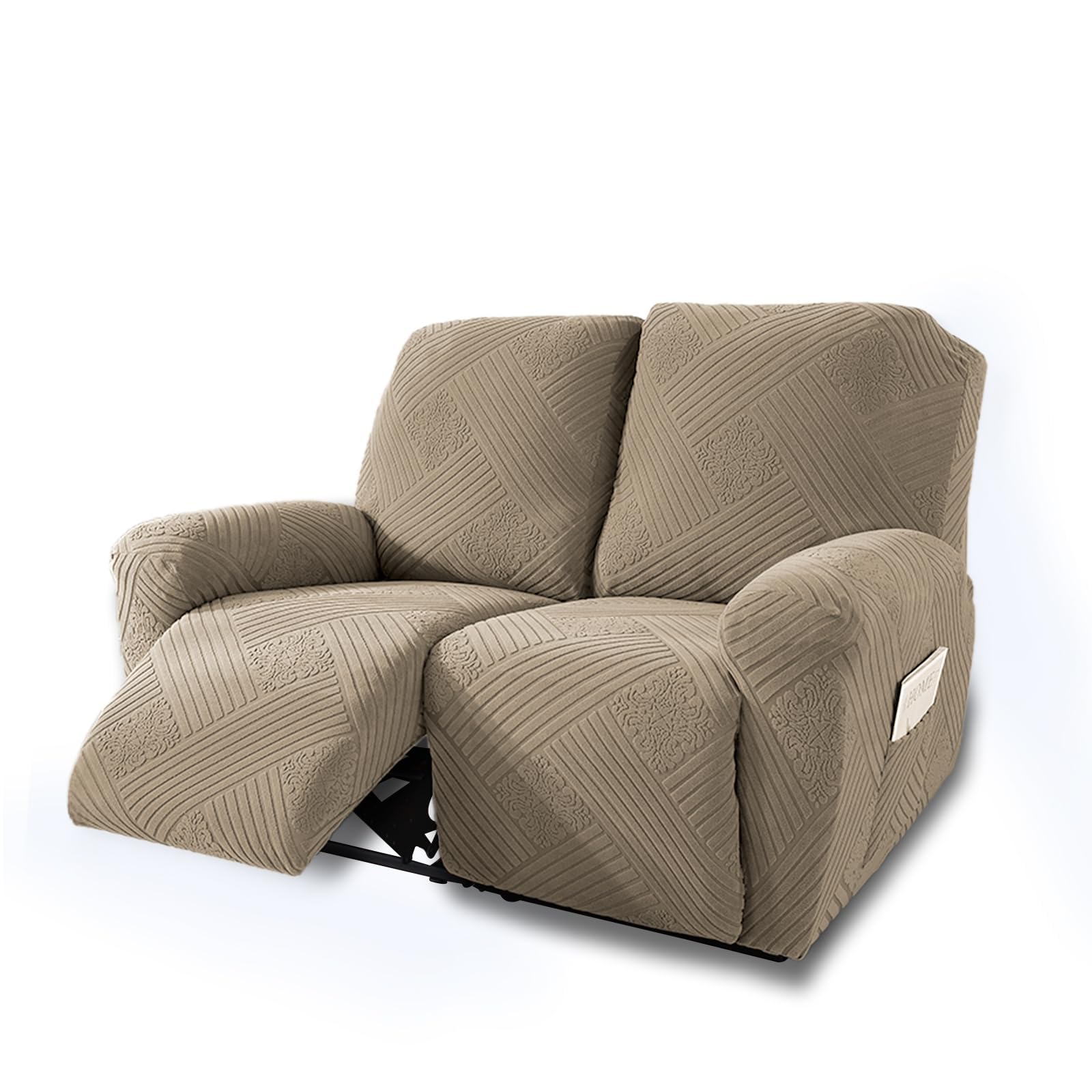 NORTHERN BROTHERS Loveseat Recliner Covers 2 Seater, Stretch Reclining Loveseat Cover, Machine Washable Recliner Loveseat Covers, Furniture Protector Double Recliner Cover for Dog Kid, Khaki