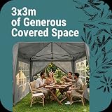 Gr8 Garden 3x3m Gazebo Tent with Removable Sides Gray Outdoor Shelter view 6
