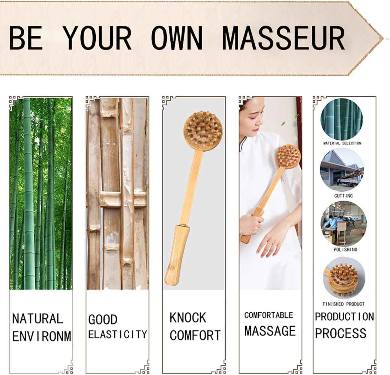 Massage Knock Hammer, KedeLak Bamboo Massage Stick Health Meridian Massage Hammer Back Knock Multifunctional Health-Preserving Body Relaxation Massager Manual Self Muscle Massage Upgrade: Health & Personal Care