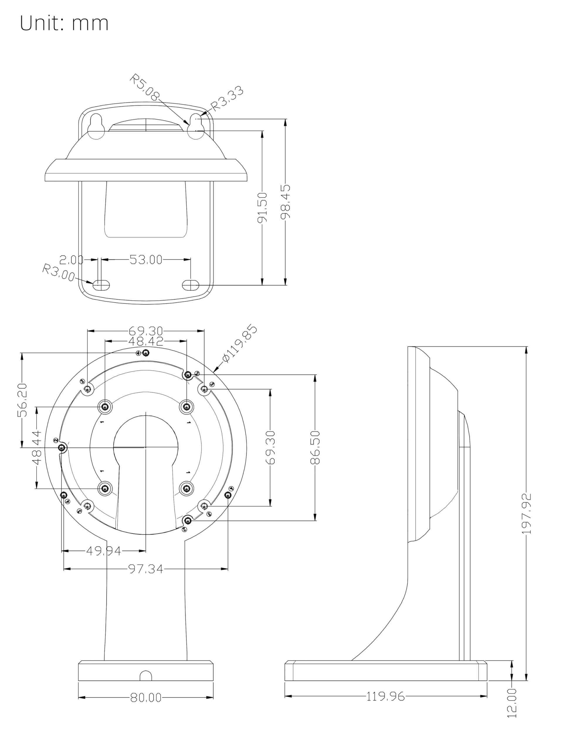 Anpviz Wall Mount Bracket for Outdoor Indoor 35ZJ, Full Metal Design, Compatible with Anpviz IP PoE Cameras IPC-D250/240/280W-S, IPC-D3240W-S, IPC-D3A83W-S, IPC-D25505WF, PTZIP30A60/30A80WD-SA-5X