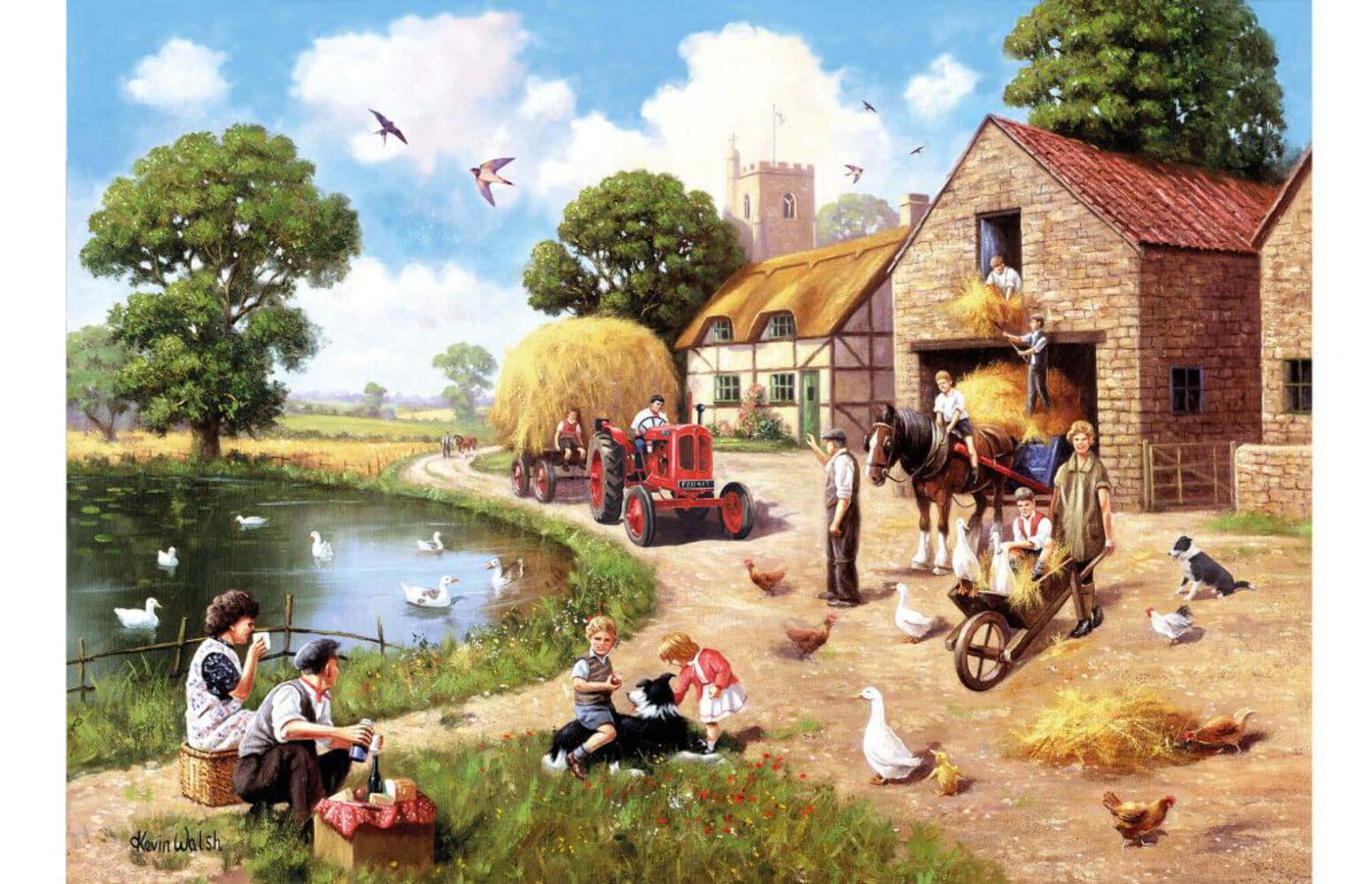 Kevin Walsh K33007 Nostalgia Harvest Time 1000 Piece Jigsaw Puzzle, Multicoloured, 70 x 50 cm