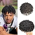 Afro Braids Toupee For Black Men Dreadlock Human Hair Toupee Black Men Crochet Braids African American Human Hair Systems Afro Men Hair Unit Locs Braided For Black Men 8'' X 10'', 1B Off Black -6MM