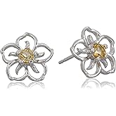 Amazon Collection Sterling Silver Sky Flower Stud Earrings