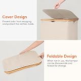 Lifewit 120L Laundry Basket with Lid Beige Bamboo Handles 2 Removable Bags view 7
