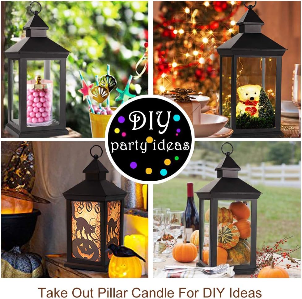 Bright Zeal 14 Inch Decorative Candle Lantern Black Outdoor Lanterns With Timer Candles - IP44 Waterproof Vintage Lanterns Battery Powered LED Hanging Decorative Lanterns For Wedding Indoors Tabletop: Home Improvement