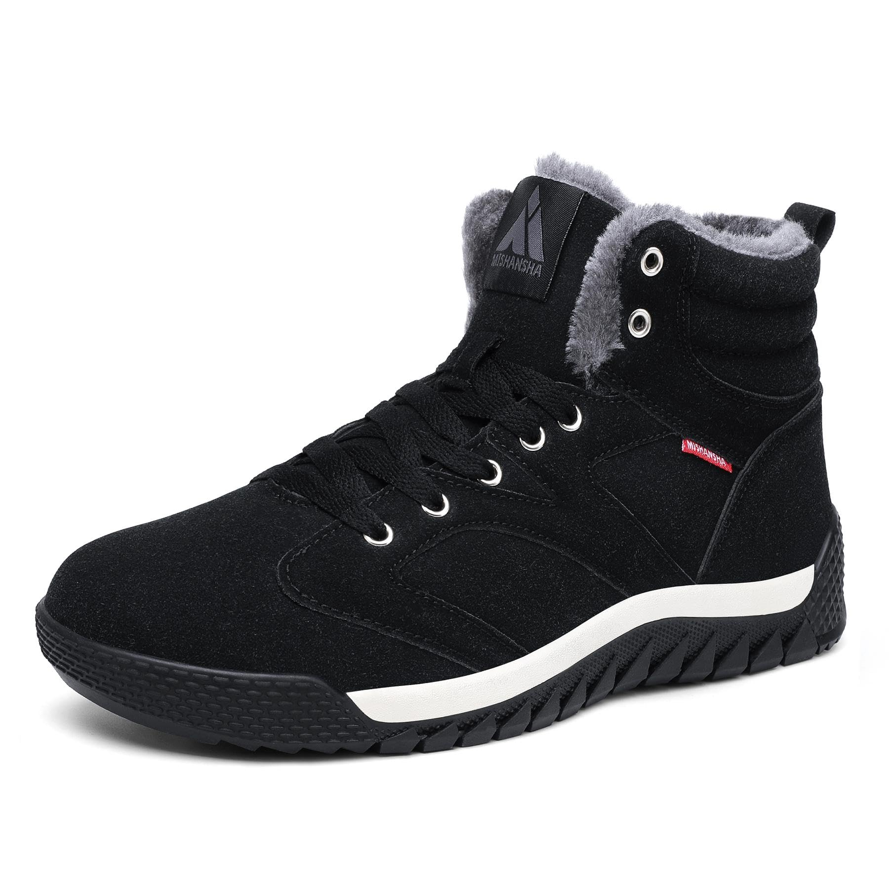 Mishansha Herren Damen Winterschuhe Warm Gefüttert Schneestiefel Winter Outdoor Boots Winterstiefel Schwarz 42 EU