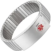 EnerMagiX Medical Alert Id Bracelet for Men Women, Silver Stainless Steel Elastic Medical ID Bracelet for Diabetes, Allergies, Epilepsy, Penicillin, Writeable Cards