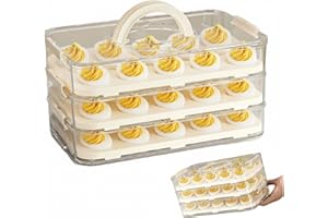 Deviled Egg Carrier 3 Layer Plastic Clear Egg Tray with Lid Handle and Buckle Holds 60 Eggs Stackable Storage Container for F