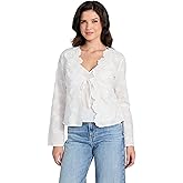 GUESS womens Long Sleeve Aida Tie Front Top