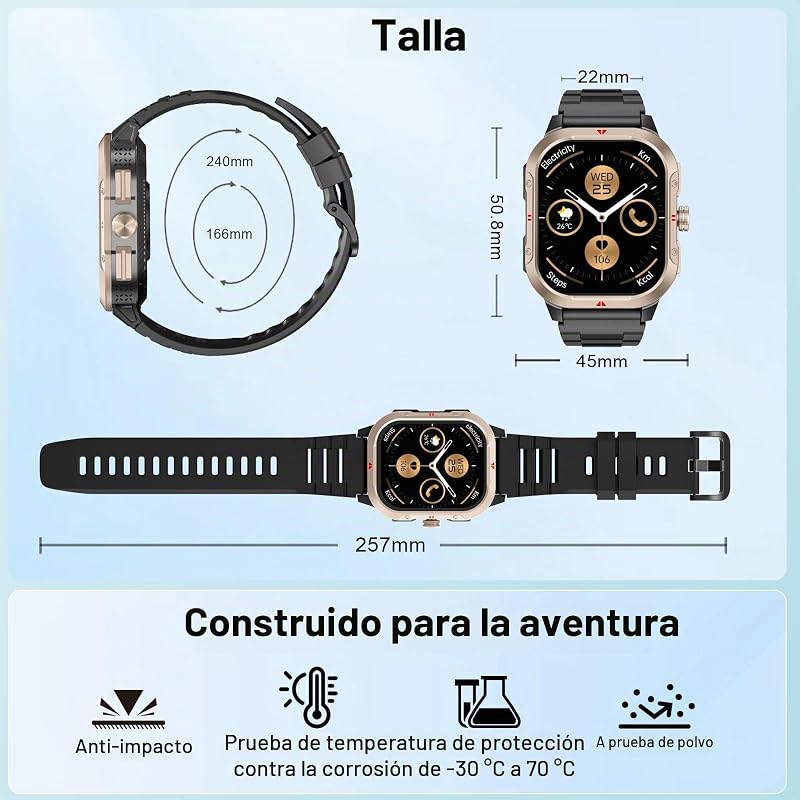Relógio Inteligente Masculino com GPS, Relógio Inteligente de 2,06'', Rastreador de Fitness