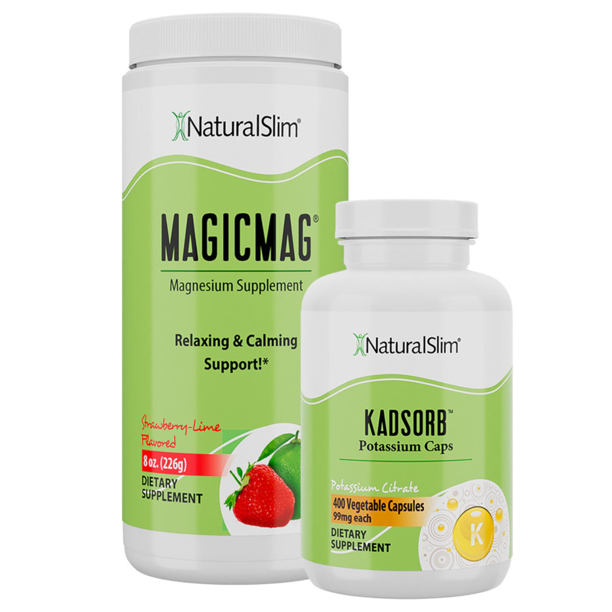 Dynamic Duo MagicMag & Kadsorb - Magnesium Powder Stress & Sleep Support Drink & Potassium Caps Electrolyte Balance Normal pH Support - Natural Aid for a Slow Metabolism