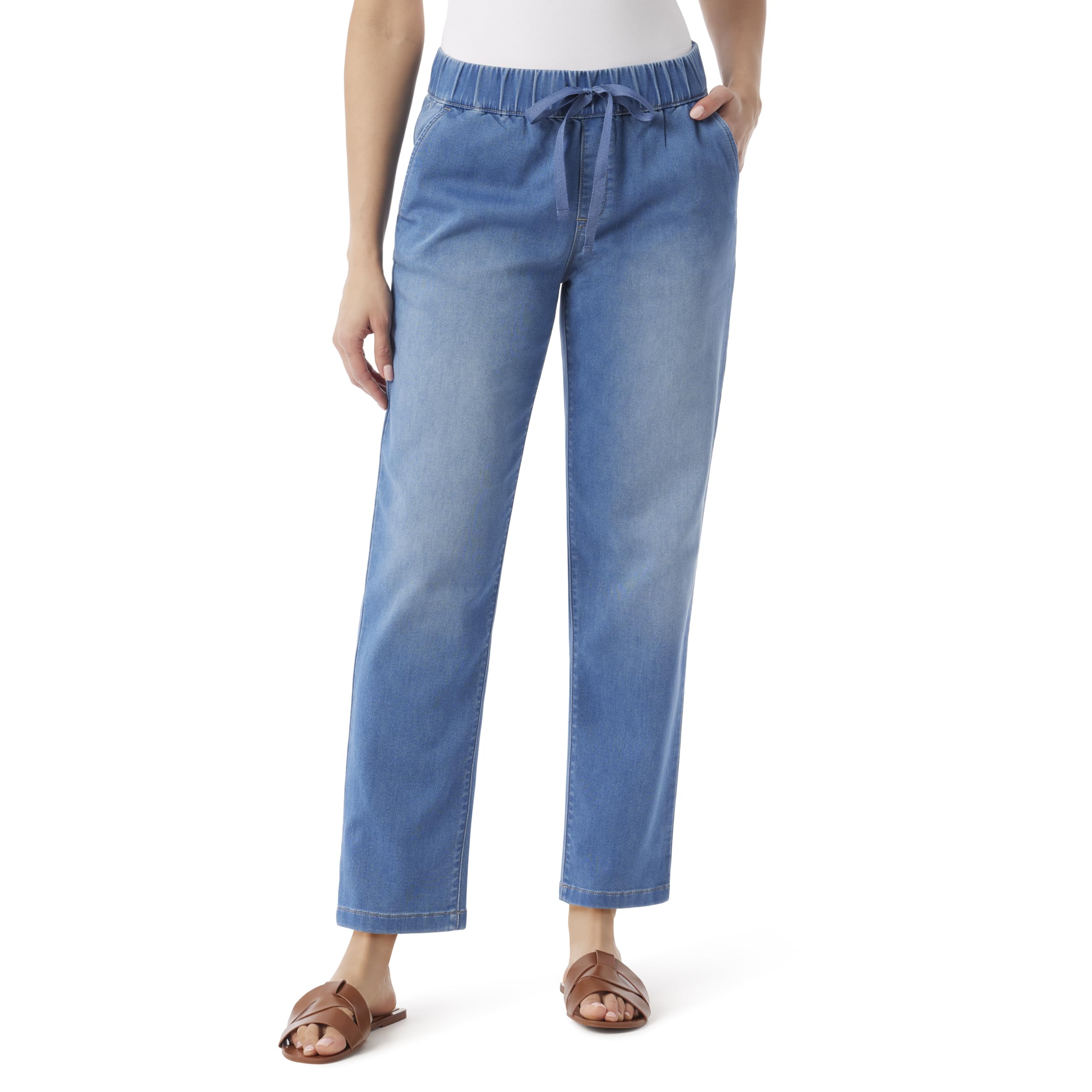 Photo 1 of MEDIUM-Gloria Vanderbilt Women's Anya Drawstring Pull On Straight Leg Jean Standard, Borgo