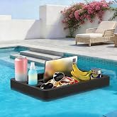 Non-Inflatable Floating Serving Tray, Drink Floaties, Versatile Mini Table | Compact Pool Caddy for Hot Tubs &amp; Beaches, Bar for Spa, 9 Grooves of Various Shapes and Depts, 11 Lbs Capacity