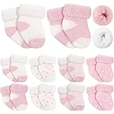 Twistover 10 Pairs Preemie Cotton Turn Cuff Socks | Terry Cotton Turn Cuff for Newborn Boys Girls, Preemie Baby, Premature Baby Socks, Soft Breathable Warm for Nicu Infants Wear