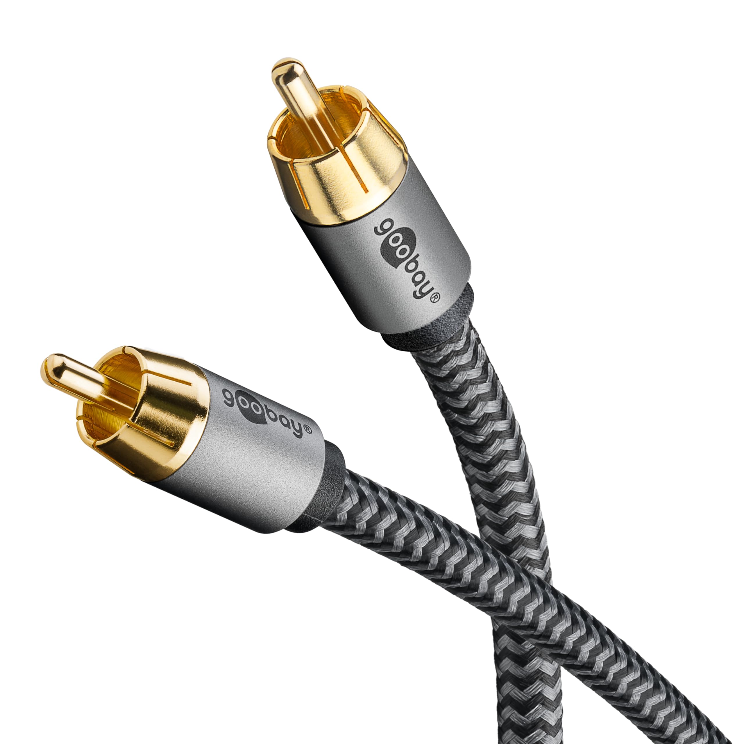 Goobay 65298 Mono RCA Cable 5 m/Audio Cable for Subwoofer HiFi Devices/Flexible Textile Cable/Digital Coaxial Cable/Gold-Plated Connectors