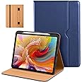 DTTO for iPad Pro 13 inch Case (M4) 2024, Premium Leather Business Folio Stand Cover with Pencil Holder - Auto Wake/Sleep and Multiple Viewing Angles, Built in Hand Strap & Pocket, Navy Blue