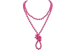 Firstmeet Fashion Beads Rope Knot Long Beaded Necklace Versatile 60" Strand Costume Jewelry for Women and Men