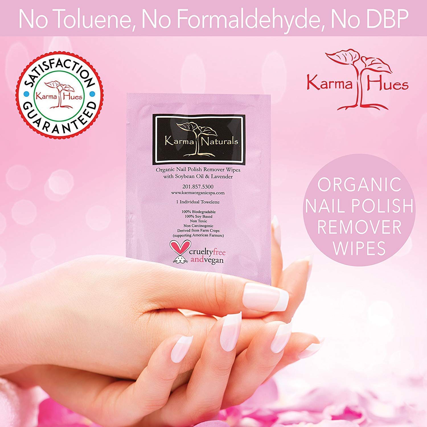 Karma Nail Polish Remover Wipes; Non-Toxic, Vegan, Cruelty-Free : Beauty