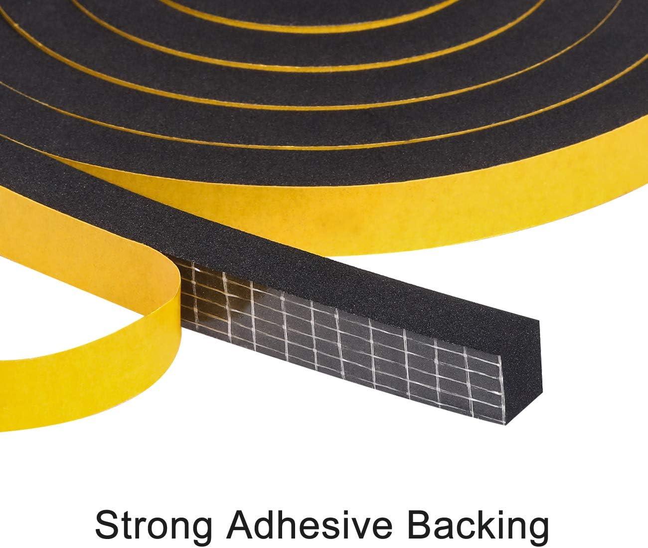 fowong High Density Foam Tape 12 mm(W) x 12 mm(T) x 2M (L) Home Window Insulation Self Adhesive Weather Stripping Seal Soundproof Shockproof Gap Sealing - Image 5