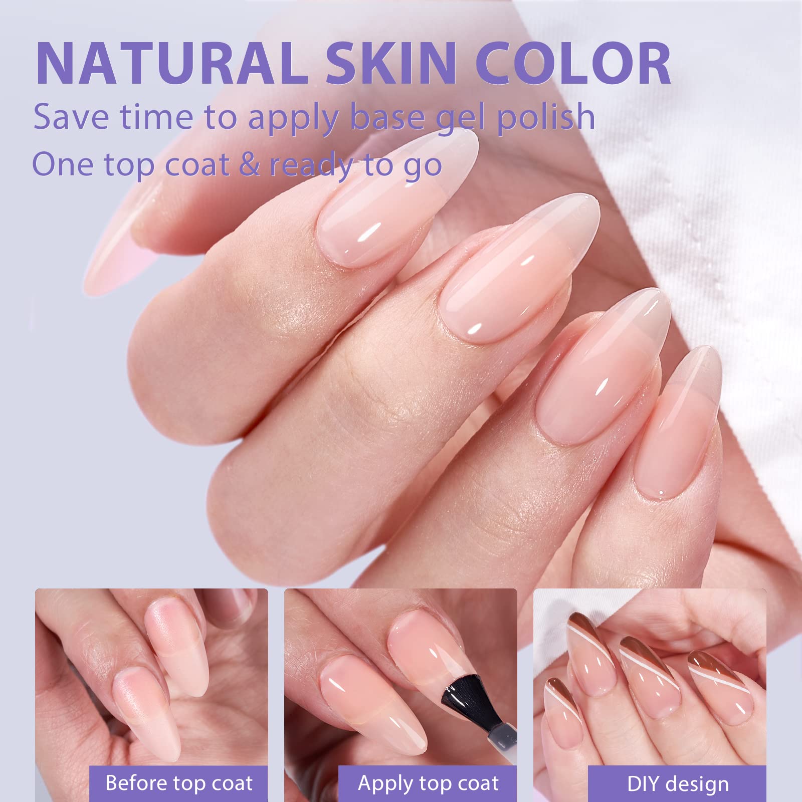 BTArtbox Almond Press On Nails - Soft Gel Nail Tips Medium XCOATTIPS Natural with Base Color, Stronger Adhesion, Nude Pre-shaped Ultra Fit Fake Nails for Women Gift - Image 2
