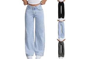 Wide Leg Jeans for Girls High Waisted Denim Pants Boyfriend Jeans Trendy Casual Bottom Kids Comfort Clothes