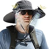 Wide Brim Solar Fan Outdoor Fishing Hat, Solar Fan Hats for Men, USB & Solar Powered Fan Hat, Sombrero para el Sol Hombre, Sombrero con Ventilador Solar, Fan Hat Solar Powered UPF 50+ Grey