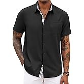 COOFANDY Men's Button Down Shirts Short Sleeve Casual Summer Beach Vacation Wedding Shirt with Pocket