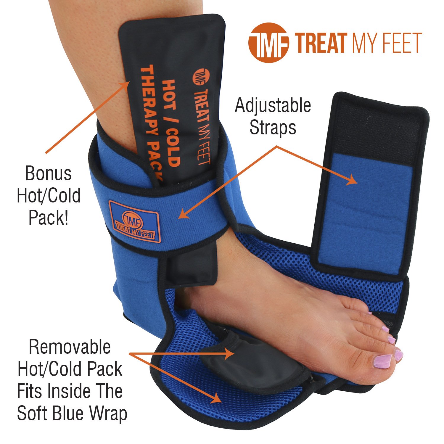 Foot & Ankle Pain Relief Hot/Cold Boot Foot Wrap - Effectively relieve foot and ankle aches & PAINS using compression gel wrap - Heated or Cooled, Extra Ice Pack Targets All Areas - FDA Registered