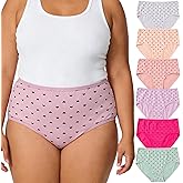 WhilyeePam Over Size Womens Cotton Underwear Plus Size 6 Pack High Waist Briefs Tummy Control Ladies Comfort Underpants Set