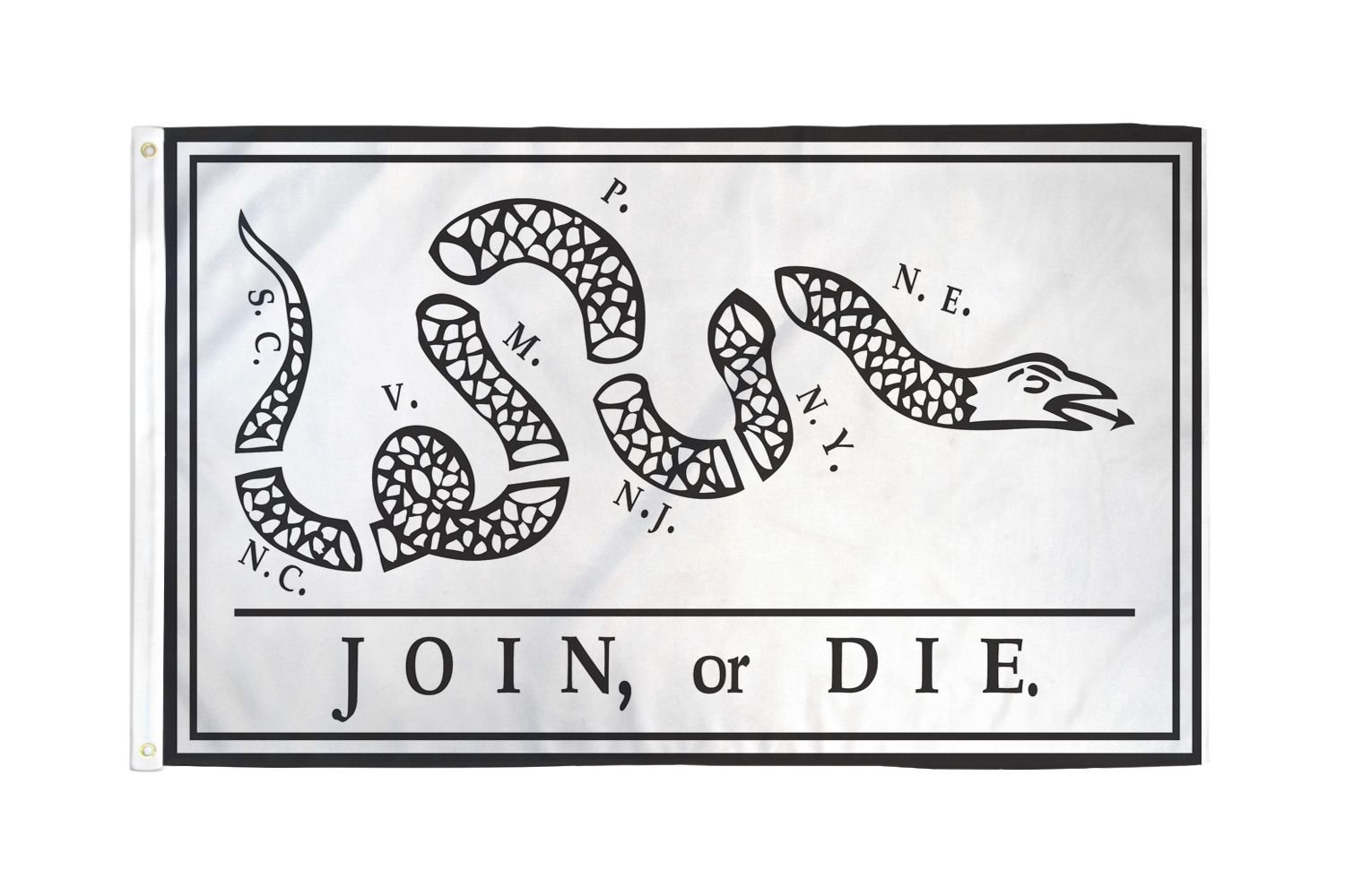 AZ FLAG - Join Or Die Franklin Flag - 3x5 Ft - 100D Polyester Join, Or Die Banner with Two Metal Grommets - Fade Resistant - Vivid Colors - 3' x 5' Feet - 150x90 Cm