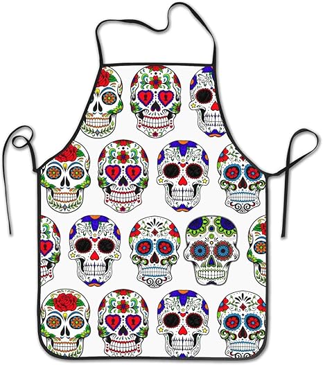 Amazon Co Jp ポリエステル液滴水滴耐性調理キッチンレストランバーエプロン死者の日 シュガースカルフラワーアートエプロンシェフエプロンユニセックスエプロン女性用男性 72 X 52 Cm ホーム キッチン
