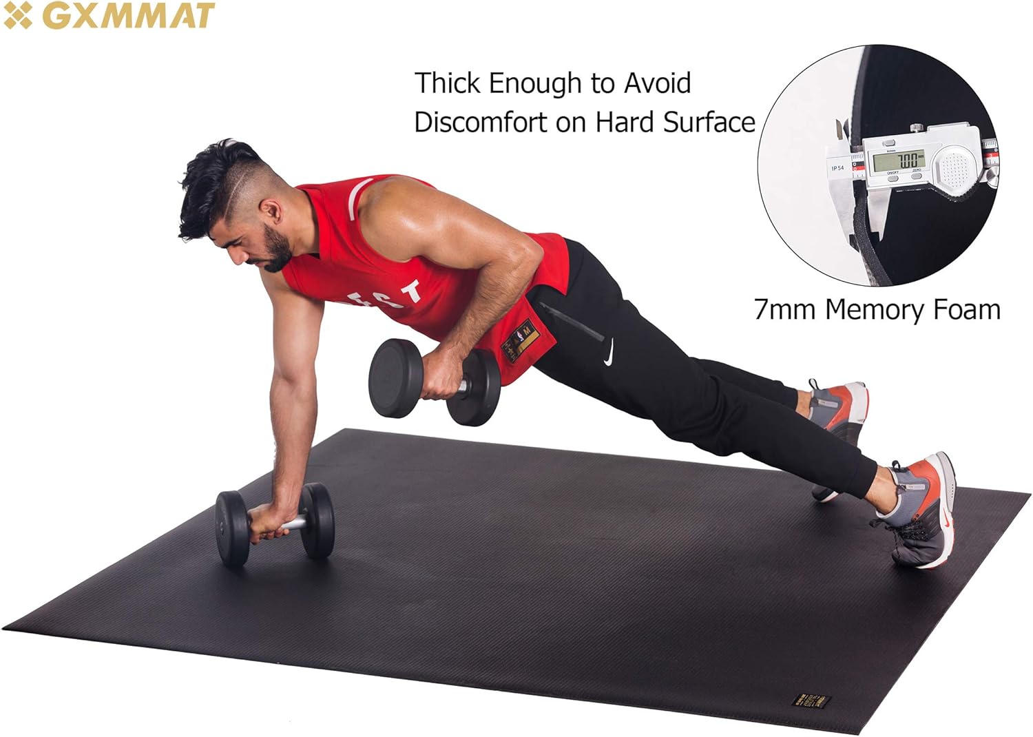 Gxmmat Large Exercise Mat 6'x4'x7mm, Thick Workout Mats for Home Gym Flooring, Extra Wide Non-Slip Durable Cardio Mat, High Density, Shoe Friendly, Perfect for Plyo, MMA, Jump Rope, Stretch, Fitness : Sports & Outdoors