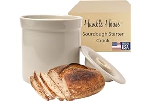 Humble House 1/2 Gallon Sourdough Starter Crock Kit SAUERKROCK Open Heritage 2 Liter Ceramic Crock Made in America