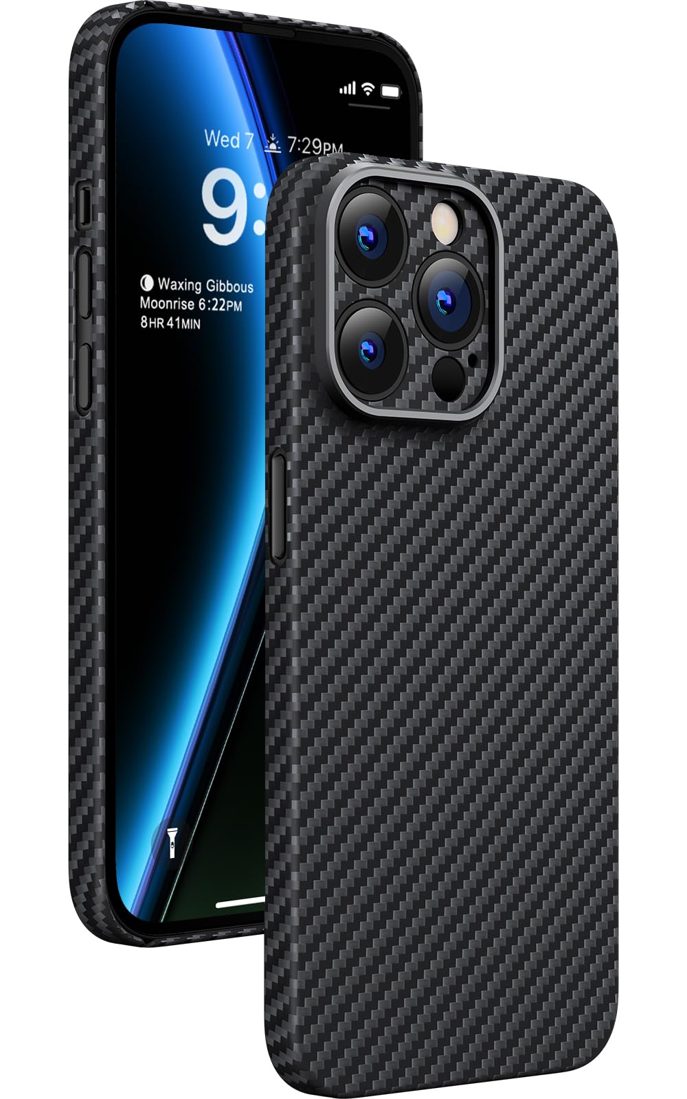 memumi Ultra-thin Aramid Fiber Case for iPhone 15 Pro 6.1", [Support Wireless Charging] Sturdy Durable Aramid Fiber Thin Case, With 3D Grip Touch, Military Grade Drop Protection Black