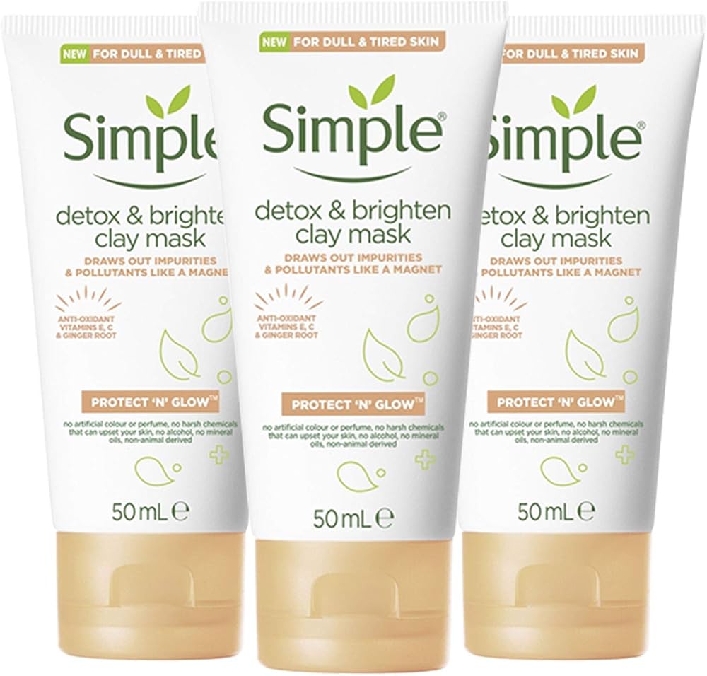 Simple Detox & Brightening Clay Mask 50ml Pack of 3 New