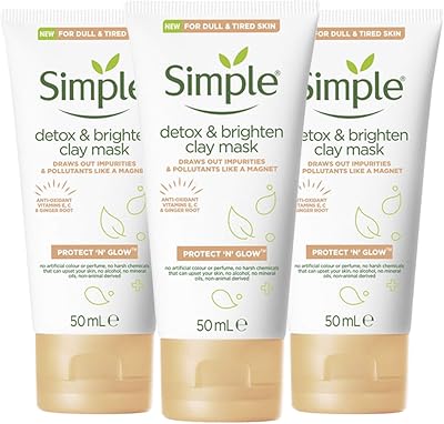 Simple Detox & Brightening Clay Mask 50ml Pack of 3 New