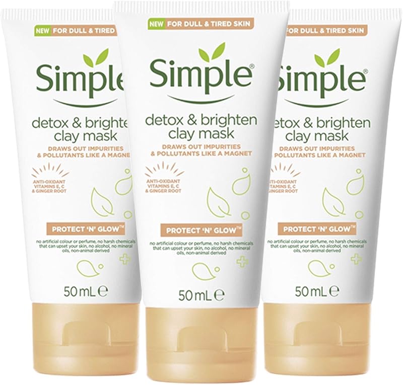 Simple Detox & Brightening Clay Mask 50ml Pack of 3 New
