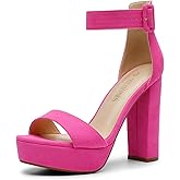 DREAM PAIRS Women's Platform Heel Sandals, Open Toe Ankle Strap Heel Fashion Wedding Party Dress Sandals Shoes