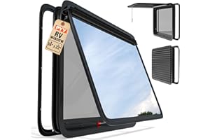 PYY RV Window DOT certified Camper Window Replacement 36" W X 22" H For 2" Wall Thickness Emergency Exit Window with Screen & Trim Ring for Camper Vans Trailers