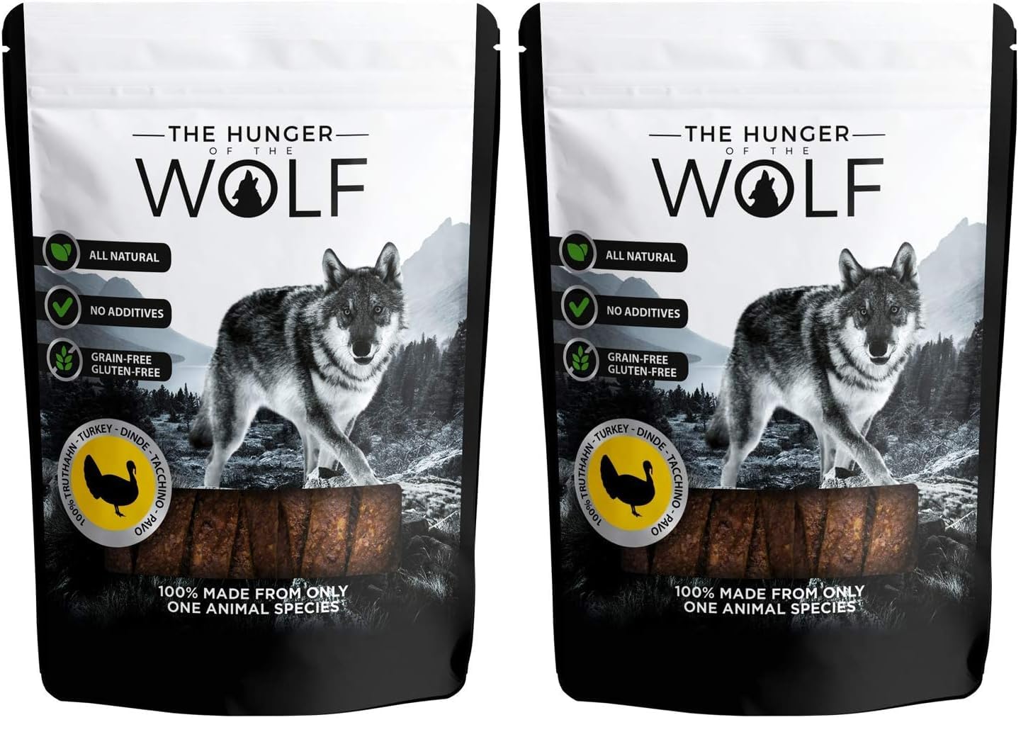 The Hunger of the Wolf Meat Snack for Dogs - For All Adult Breeds, 100% Fresh Turkey Meat, 0.2 kg (Pack of 2)