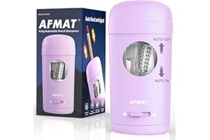 AFMAT Electric Pencil Sharpener, Fully Automatic Pencil Sharpener for 7-8mm Pencils & Colored Pencil, Auto in & Out, Rechargeable Vertical Hands-Free Sharpeners for Classroom/Home/Office PSX7(Purple)