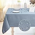 JUCFHY Jacquard Rectangle Table Cloth Oil-Proof Spill-Proof and Water Resistance Tablecloth,Decorative Fabric Table Cover for Outdoor and Indoor,60 x 84 Inch,Dusty Blue