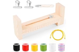 Supkiir Wooden Bracelet Jig Maker Kit, Including 15-32cm Adjustable Length Frame Jig Maker, and 6Pcs Colorful Paracords with 