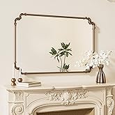 TETOTE Antique Gold Vintage Mirror for Mantle Fireplace 48 x 32 Traditional Baroque Ornate Scroll Rectangle Wall Mirror with 