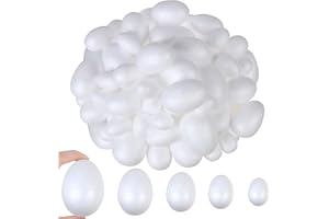 DIYASY 50 Pcs Foam Eggs,3.5-7cm White Foam Eggs Shape Smooth Mixed Craft Making Eggs for DIY and Easter Decoration.