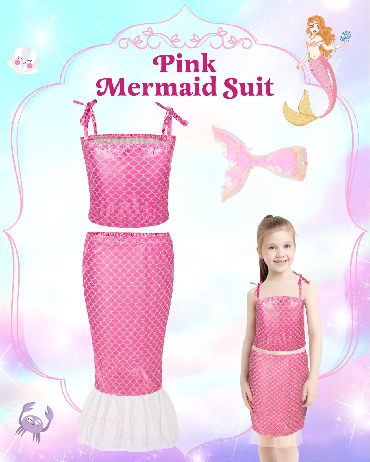 Gleamkid Princess Costumes for Girls,Princess Fancy Dresses for Little Girls Aged 3-6,Princess Dress Outfit for Girls,Role Play Costume Set,Jewelries Accessories for Kids Role Play