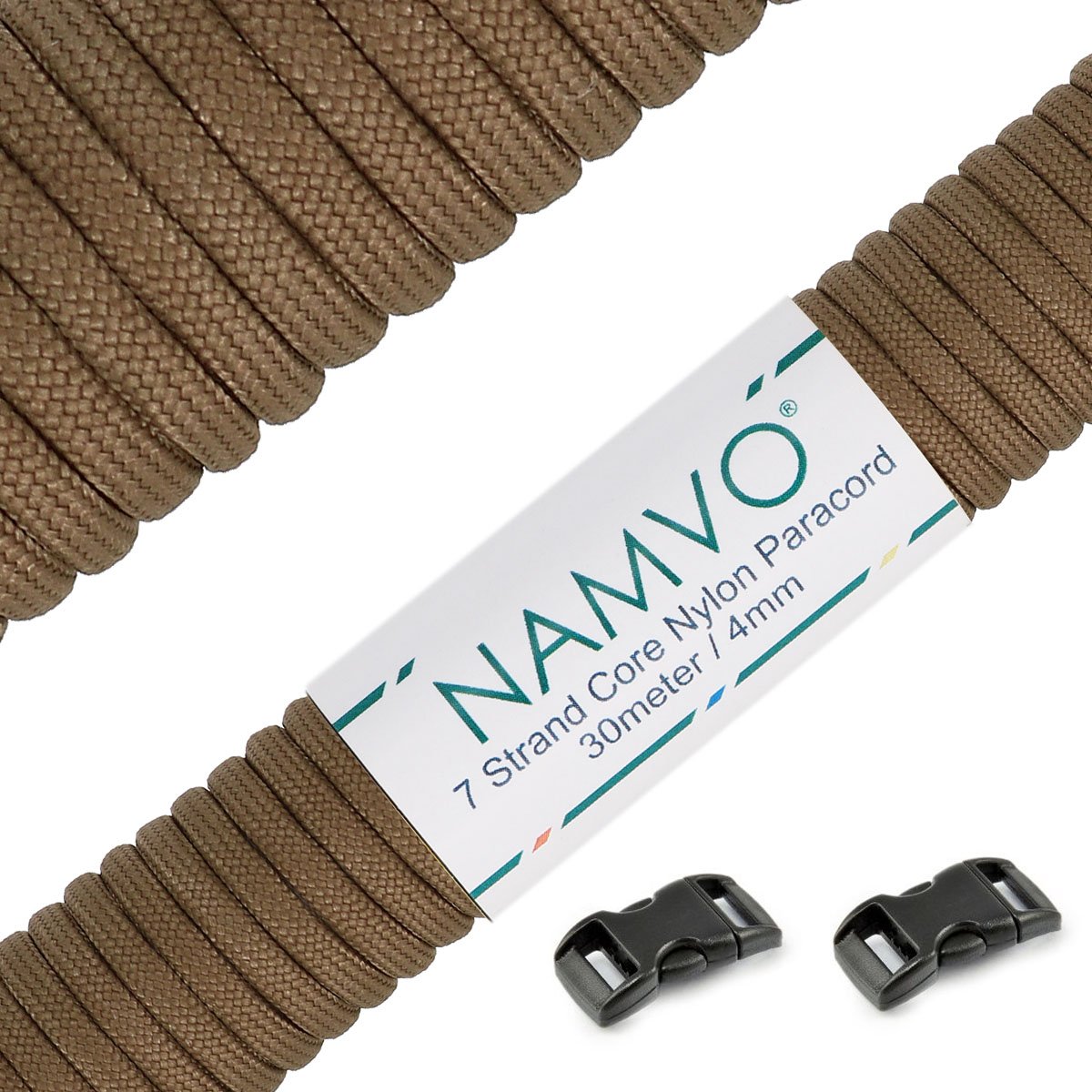 Namvo 550 Paracord Mil Spec Type III 7 strand parachute cord Total Length 100ft / 30 Meters, Coyote Brown