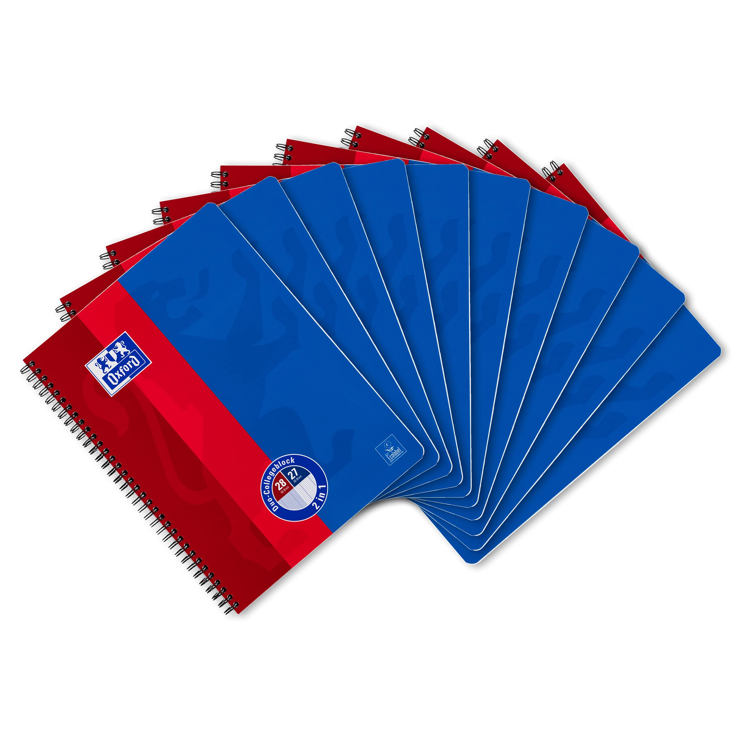 Oxford 400101421 School Duo College Block A4 160 pages Lined 100 pages large tiles and 60 pages combines in a block with double edge blue / red Lot of 10