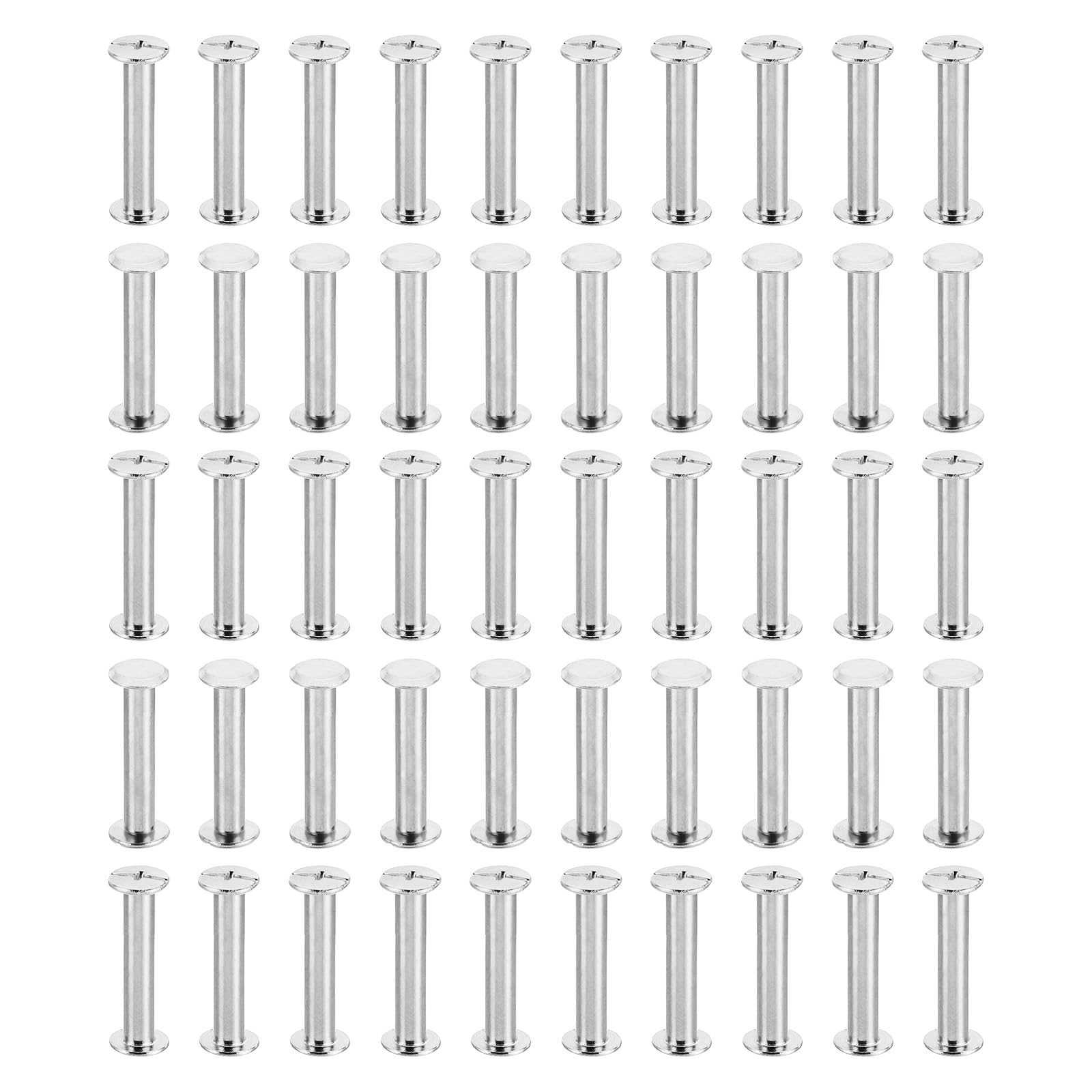 PATIKIL M5x25mm Chicago Screws, 50 Sets Chicago Screws Phillips Binding Post Screw Bolts Leather Rivets Brass Fasteners Connectors Steel for Leather Belt Scrapbook Photo Albums, Silvery