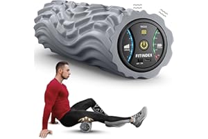 FITINDEX Vibrating Foam Roller for Back Pain, 5-Speed Muscle Massage, FSA HSA Eligible, Exercise, Muscles Deep Tissue, Physical Therapy, Pilates, Yoga, Neck, Leg, Rechargeable, Travel Portable Gray